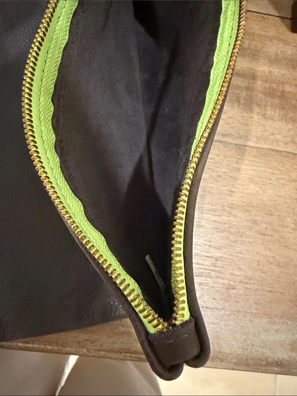 Men's Brown Leather Clutch with Yellow Zipper